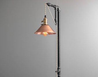 Industrial Floor Lamp - Copper Shade - Edison Bulb  - Industrial Furniture - Steampunk - Barn Light - Model No. 2351