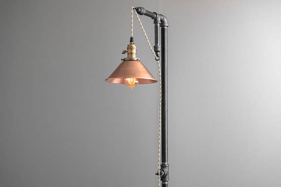 Industrial Floor Lamp Copper Shade Edison Bulb Industrial