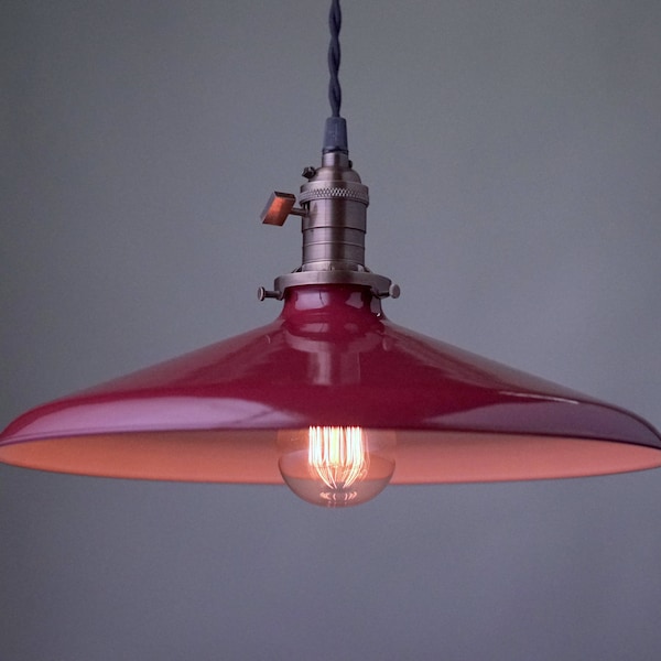 14 Inch Red - Pendant Lights - Metal Shade -  Hanging Pendant Light - Industrial Shade Pendant - Model No. 3530