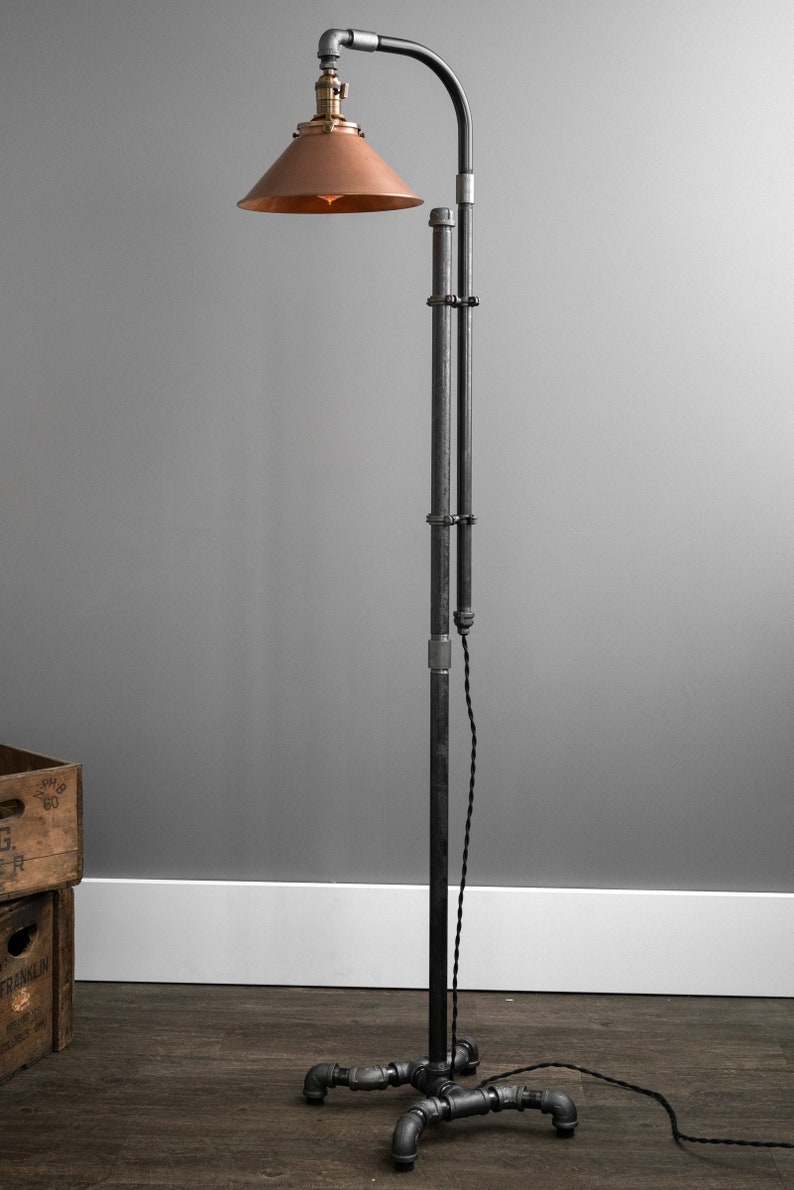 Industrial Floor Lamp Copper Shade Industrial Furniture Machine Age Modern Floor Light Reading Lamp Model No. 9100 image 2