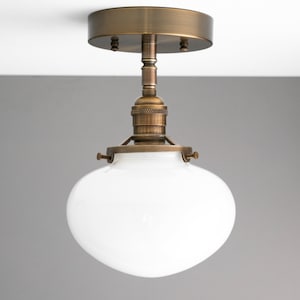 Mushroom Globe - Ceiling Fixture - Opal Glass - Antique Lighting - Pendant Lamp - Model No. 8459