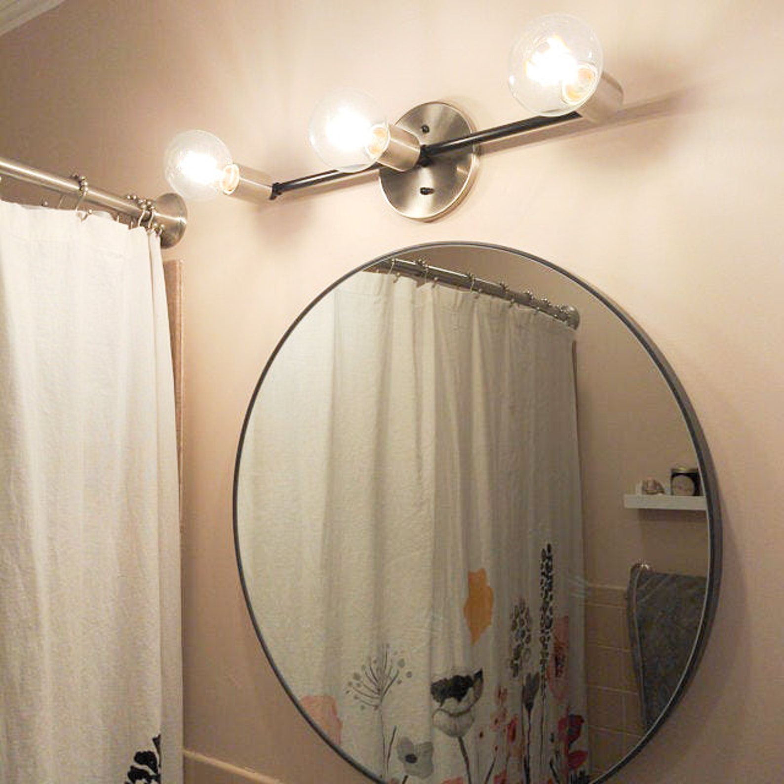 Three Bulb Vanity Light Edison Bulb Bare Bulb Minimalist Etsy