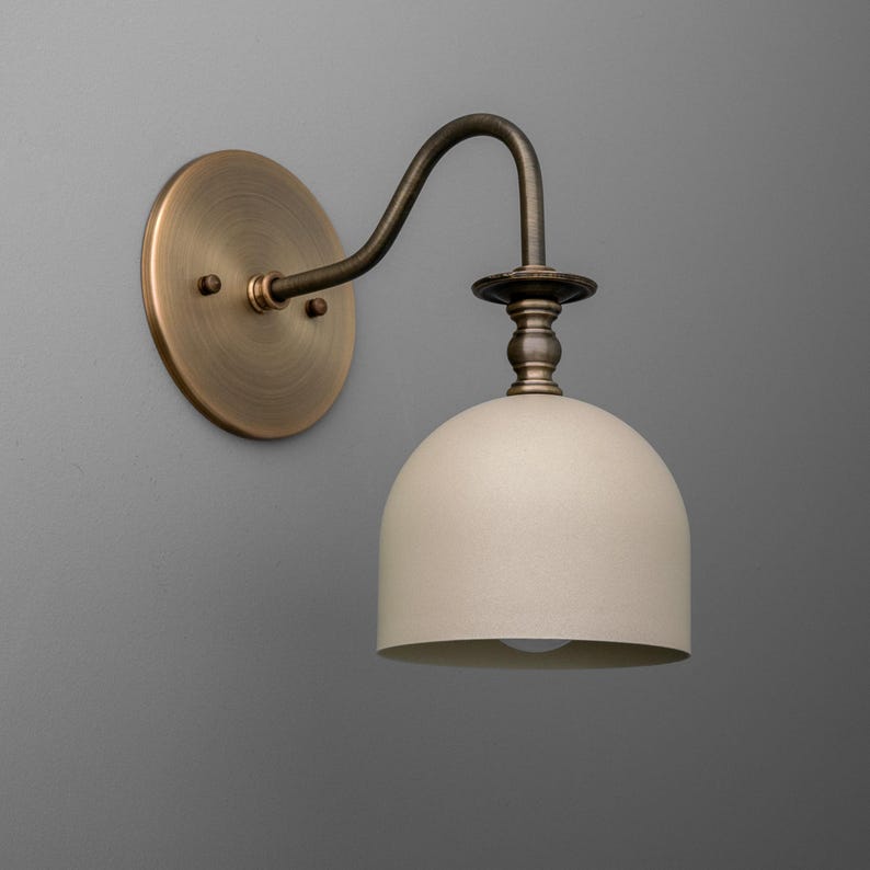 Sconce Light-Brass Wall Sconce-Beige Dome Light-Minimalist Lighting - Model No. 3353 image 4