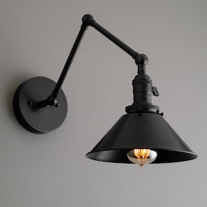 Black Shade Light - Adjustable Sconce - Drafting Light - Wall Sconce - Bathroom Lighting - Model No. 7164