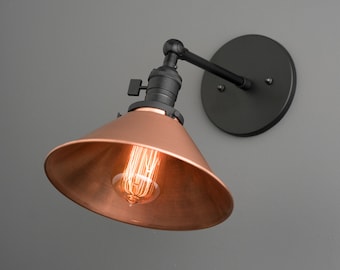 Copper Shade Sconce - Adjustable Light - Rustic Sconce - Wall Light Fixture  - Model No. 3362