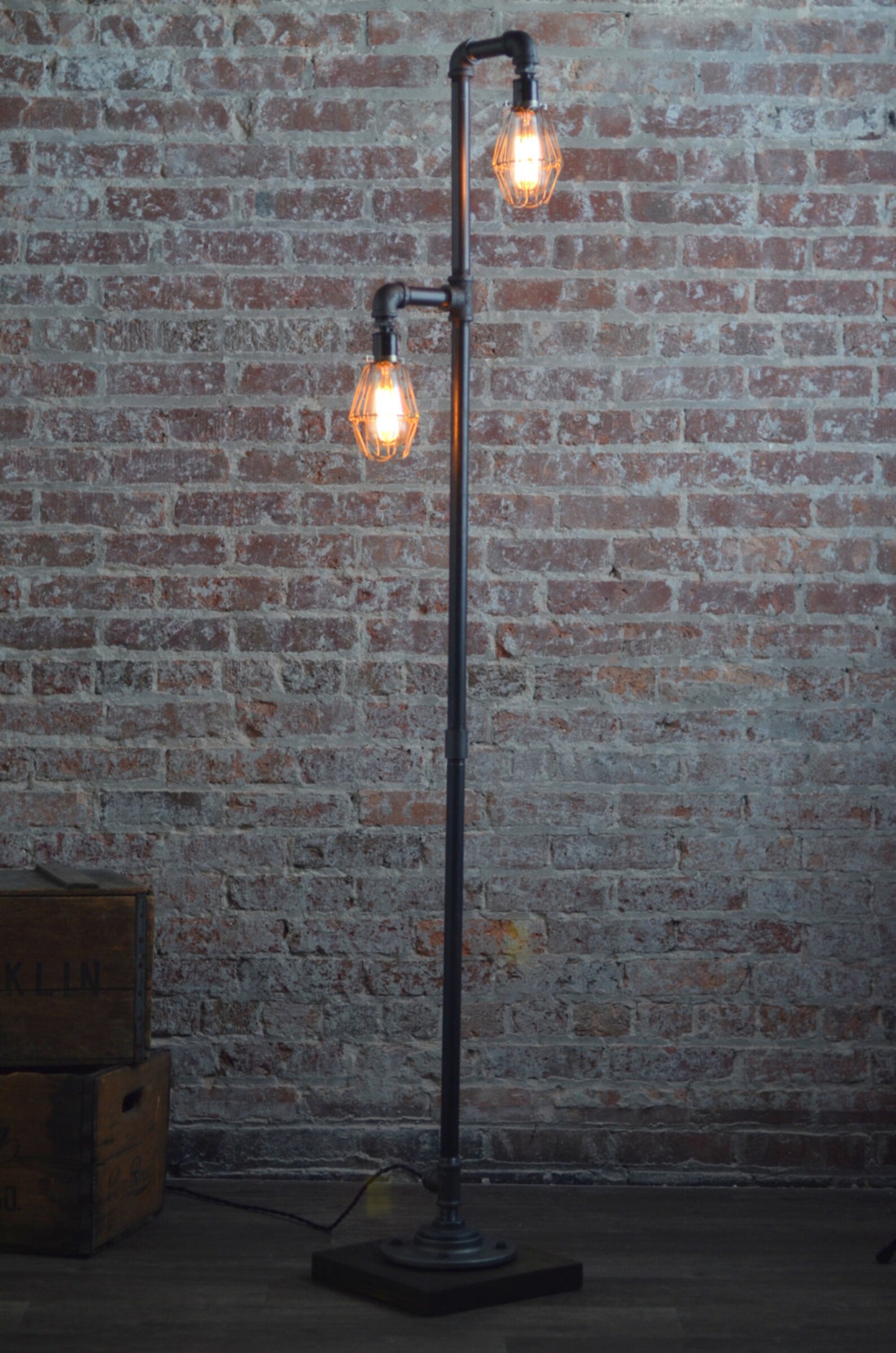 Pipe Floor Lamp Industrial Floor Lamp Edison Bulb Etsy