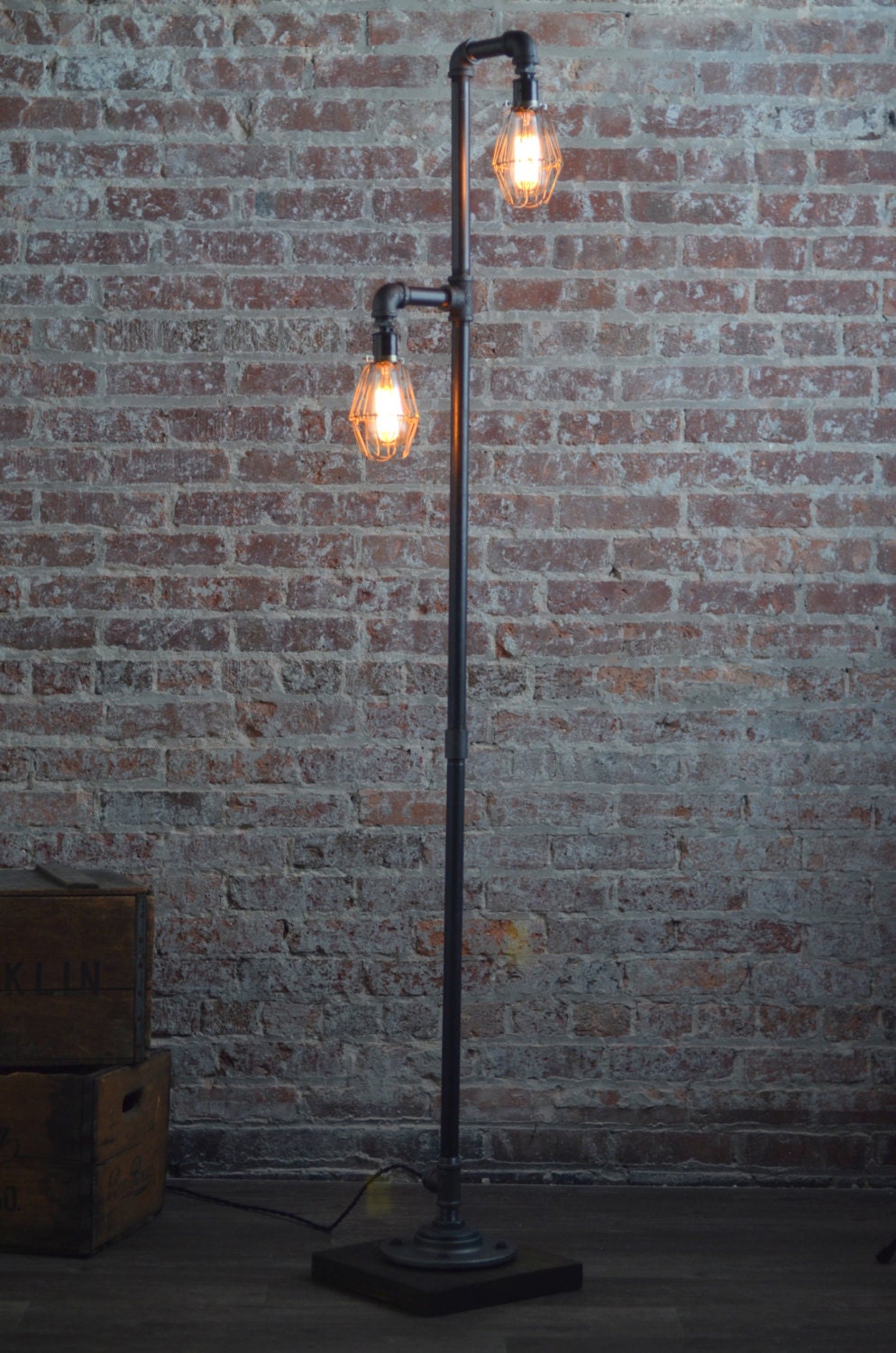 Pipe Floor Lamp Industrial Floor Lamp Edison Bulb Etsy