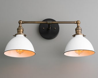 Farmhouse Vanity - White Shade Light - Wall Light Fixture - Industrial Lighting - Rustic Vanity Light - Model No. 4564