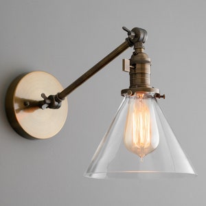 Clear Cone Sconce - Adjustable Light - Rustic Sconce - Wall Light Fixture - Farmhouse Lighting - Model No. 7962