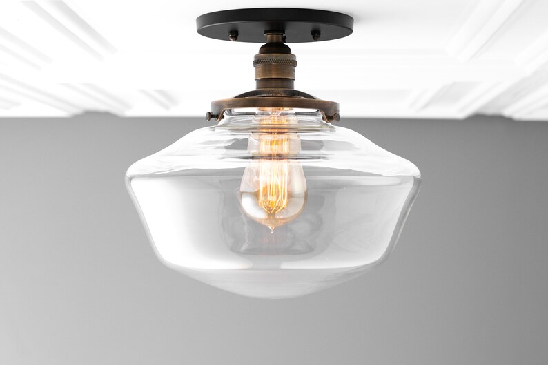 Schoolhouse Globe Flush Mount Light Farmhouse Lighting Rustic Ceiling Fixture 10