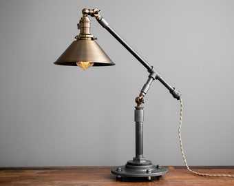 Articulating Lamp - Table Lamp - Edison Table Lamp  - Industrial Lighting - Iron Pipe - Edison Bulb - Industrial Furniture - Model No. 8480