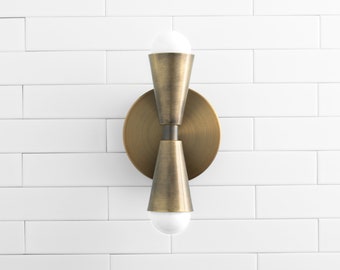 Antique Brass Sconce - Wall Light Fixture - Matte Black/Brushed Nickel Light - Small Cone Sconce  - Model No. 4717