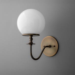 Sconce Light-Globe Sconce-Brass Wall Lamp-Glass Globe Light - Model No. 7857