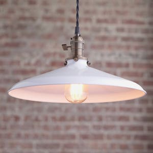 14 Inch White - Pendant Lights - Warehouse Shade -  Hanging Pendant Light - Industrial Shade Pendant - Model No. 3628