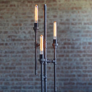 Bare Bulb Floor Lamp Industrial Floor Lamp Gothic Lamp Steampunk Lamps Pipe Lamp Industrial Furniture Model No. 6259 image 5