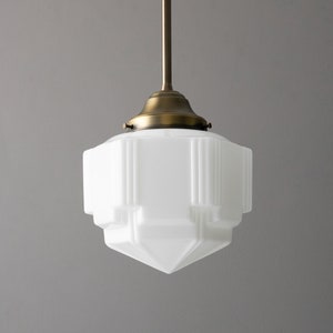 Art Deco Style Pendant - Skyscraper Shade - Ceiling Fixture - Entryway Lighting -  Model No. 1146