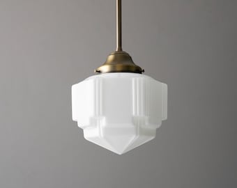 Art Deco Style Pendant - Skyscraper Shade - Ceiling Fixture - Entryway Lighting -  Model No. 1146