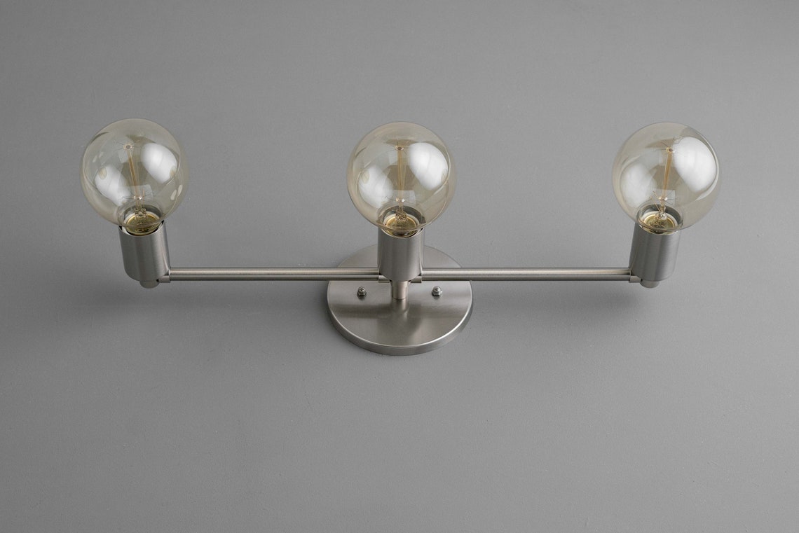 Three Bulb Vanity Light Edison Bulb Bare Bulb Minimalist Etsy