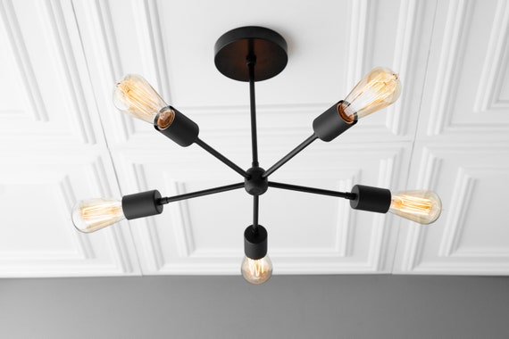 Sputnik Chandelier, Naturous 12 Lights Pendant Lighting, Painted Black Modern Sputnik Light, UL Listed Sputnik Chandelier, Naturous 12 Lights Pendant Lighting, Painted Black Modern Sputnik Light, UL Listed