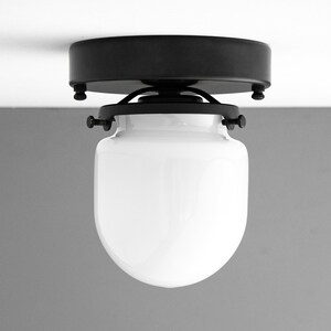 Rounded Milk Glass Utility Fixture - Flush Mount Lighting - Industrial Style Lighting - Model No. 6213