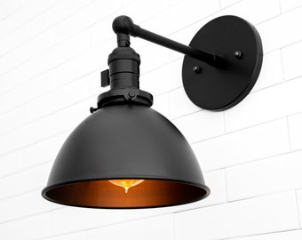 Matte Black Sconce - Black Shade Light Fixture -Industrial Light - Farmhouse Lighting - Model No. 4681