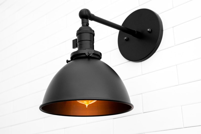 Matte Black Sconce Black Shade Light Fixture Industrial Light Farmhouse Lighting Model No. 4681 Black