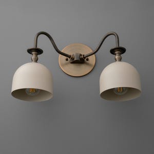 Vanity Lights Light-Double Wall Sconce-Brass Wall Light-White Dome Lamp - Model No. 8710 image 3