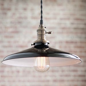 10 Inch Black Shade - Pendant Lights - Metal Shade -  Hanging Pendant Light - Industrial Shade Pendant - Modern - Model No. 4244