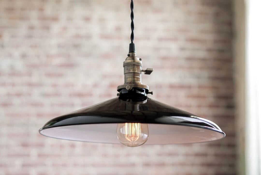 14 Inch Black Pendant Lights Metal Shade Hanging Pendant Light