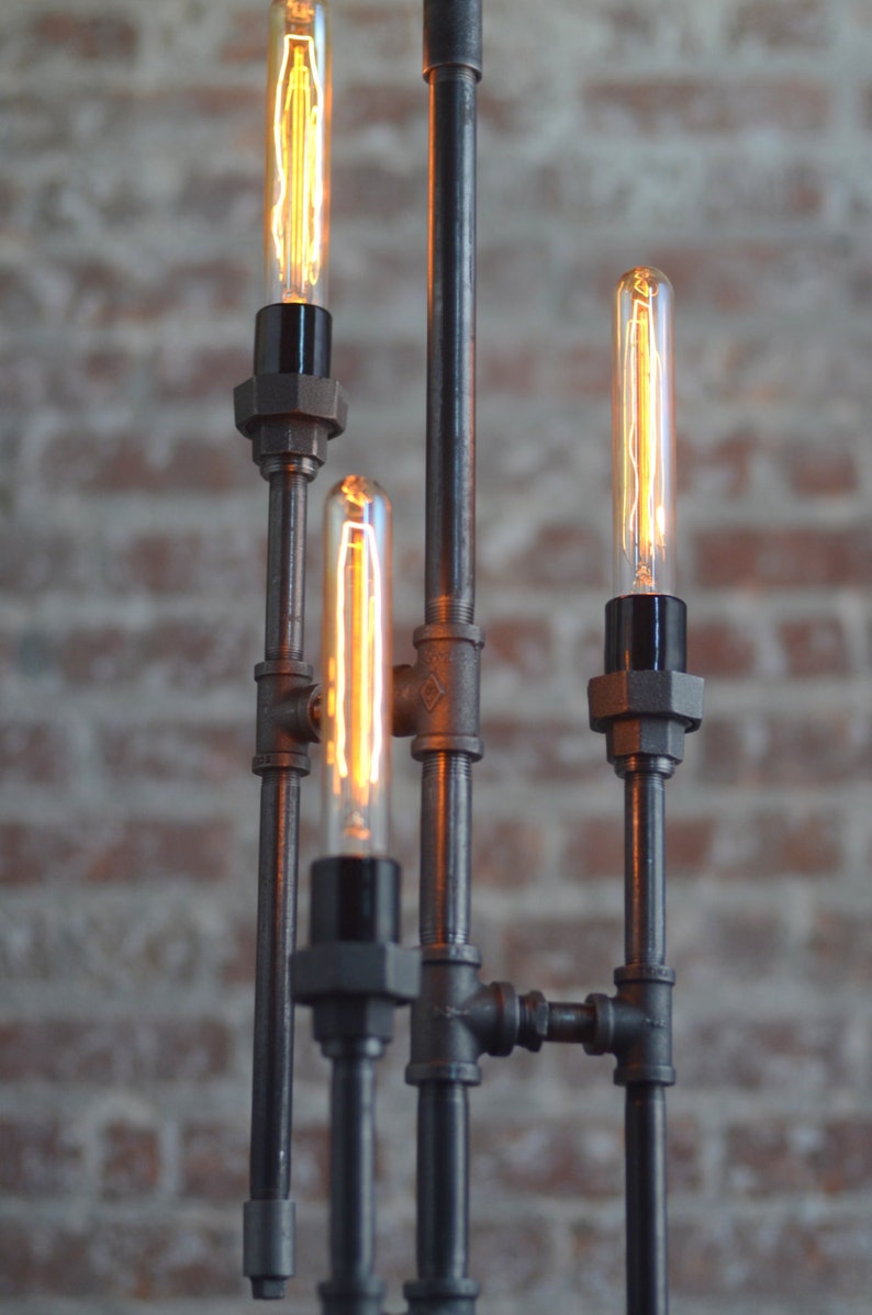 Bare Bulb Floor Lamp Industrial Floor Lamp Gothic Lamp Steampunk Lamps Pipe Lamp Industrial Furniture Model No. 6259 image 4