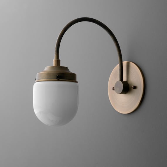 Sconce Light-Brass Wall Sconce-Modern Wall Light-Opal Glass Sconce - Model No. 2729