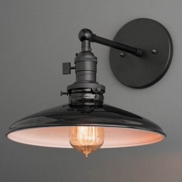 Black Shade Wall Sconce - Bedside Light - Industrial Lighting - Bathroom Sconce - Light Fixture - Model No. 2911