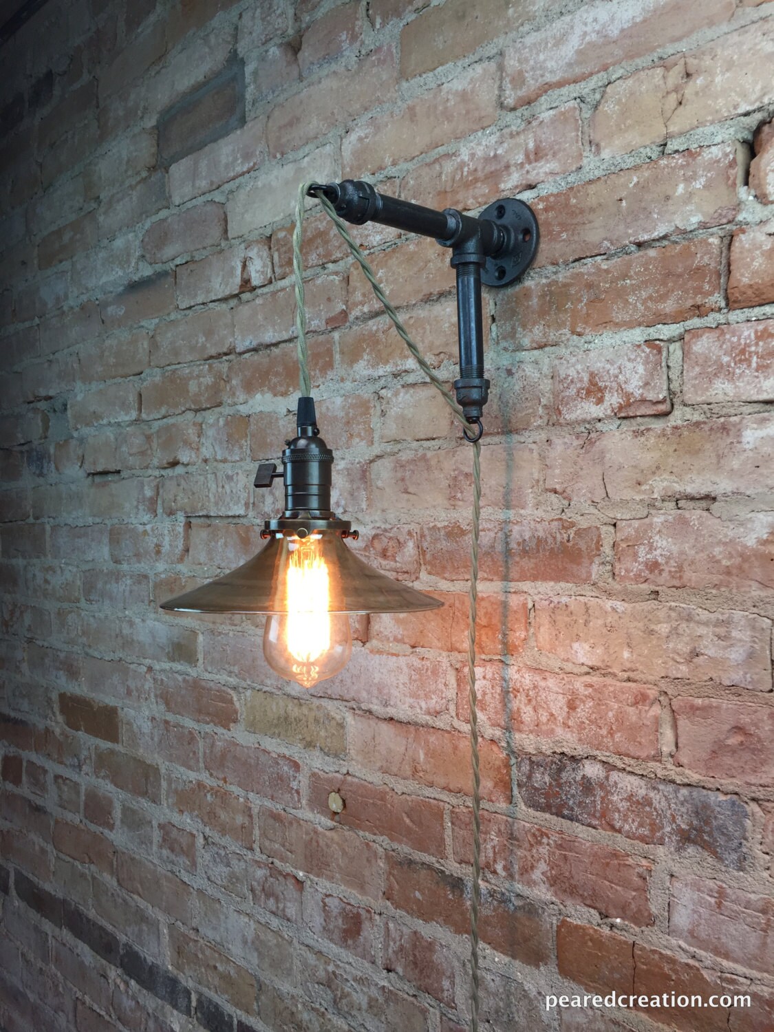 Industrial Wall Sconce Pendant Edison Smoked Glass Shade Etsy