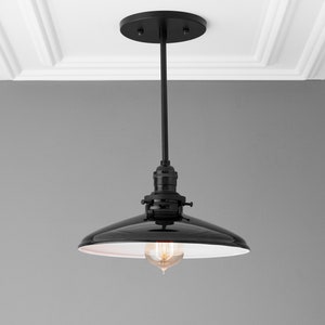 10 Inch Black Enamel Shade - Pendant Light - Island Lighting - Kitchen Lighting - Ceiling Light - Model No. 8506