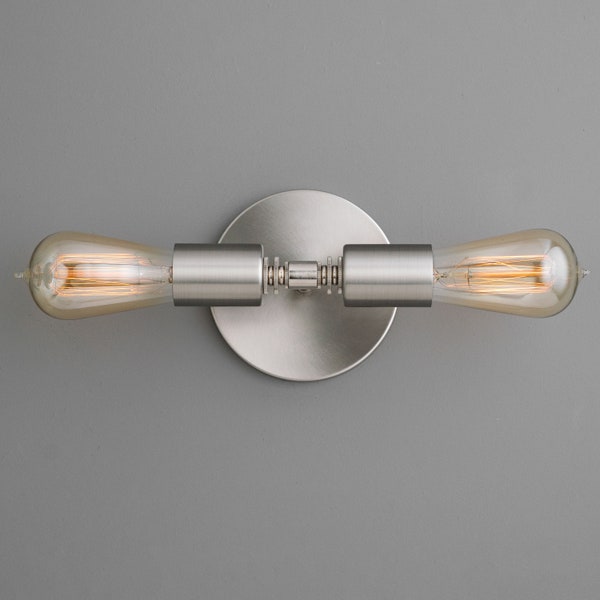 Vanity Light - Brushed Nickel - Industrial Light - Bathroom Lighting - Edison Light - Wall Lighting - Light Fixture - Model No. 0348