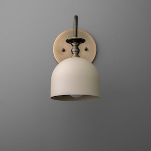 Sconce Light-Brass Wall Sconce-Beige Dome Light-Minimalist Lighting - Model No. 3353 image 2