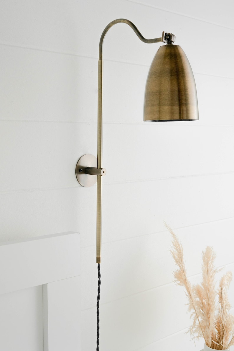 Bedside Lighting Bedside Wall Sconce Plug in Wall Sconce Etsy