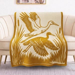 Heron Overlay Mosaic Crochet Blanket Pattern, PDF Digital Download, Bird Mosaic Afghan Chart, Written Instructions