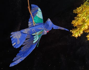 Cobalt ruby throated Hummingbird - 3D paper bird
