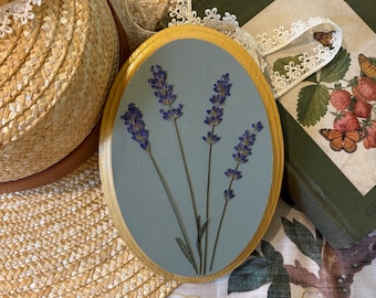 Marco de fotos personalizado hecho a mano, marco de lavanda prensada, decoración estilo cottagecore, decoración botánica de pared, arte floral de lavanda para pared, regalos florales