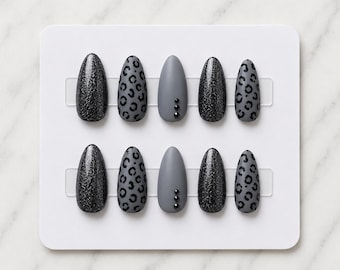 Matte Leopard Press-On Fingernägel
