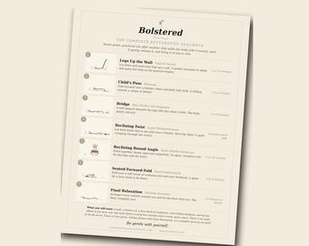 Restorative Yoga Sequence Printable for Menopause & Perimenopause, Gentle Yoga Poses Chart, Rest Practice, Instant Download PDF