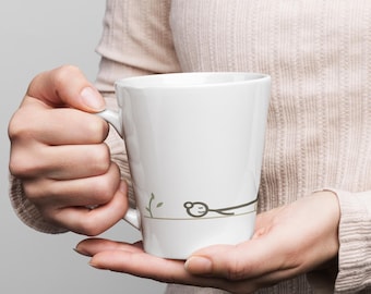Restorative Yoga Latte Mug, Legs Up the Wall, Menopause & Perimenopause Gift, Calm Sage Coffee Tea Cup, Be Gentle With Yourself