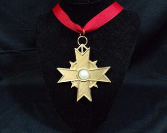 Deluxe Gold Tuxedo Prince King Medal Cross Medallion Cosplay
