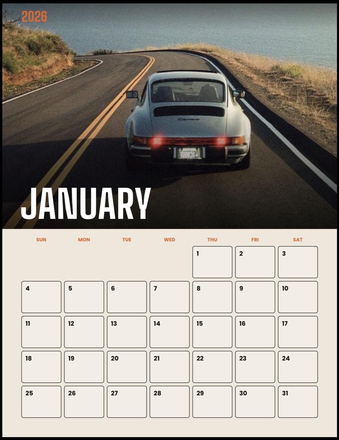 2026 Wall Calendar Porsche - Etsy