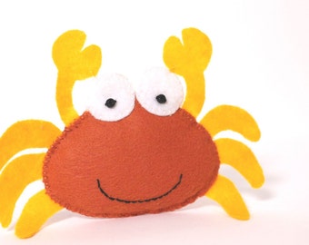 Felt Toy Plushie Hand sewing Pattern PDF. Complete instructions to make Hermit the Crab. Instant download.