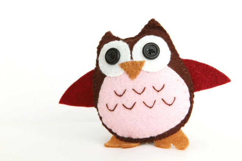 Felt Plushie Hand sewing Pattern PDF. Complete instructions to make Tawny the Owl. Instant download. image 1