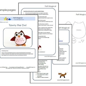 Felt Plushie Hand sewing Pattern PDF. Complete instructions to make Tawny the Owl. Instant download. image 5