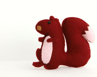 Felt Plushie Hand sewing Pattern PDF. Complete instructions to make Chester the Squirrel. Instant download.