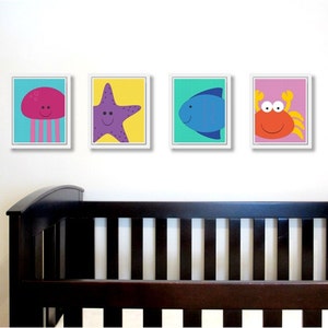 Seaside Animal Prints. Set of Four 8x10 Printable Nursery Art PDF. Kids ...